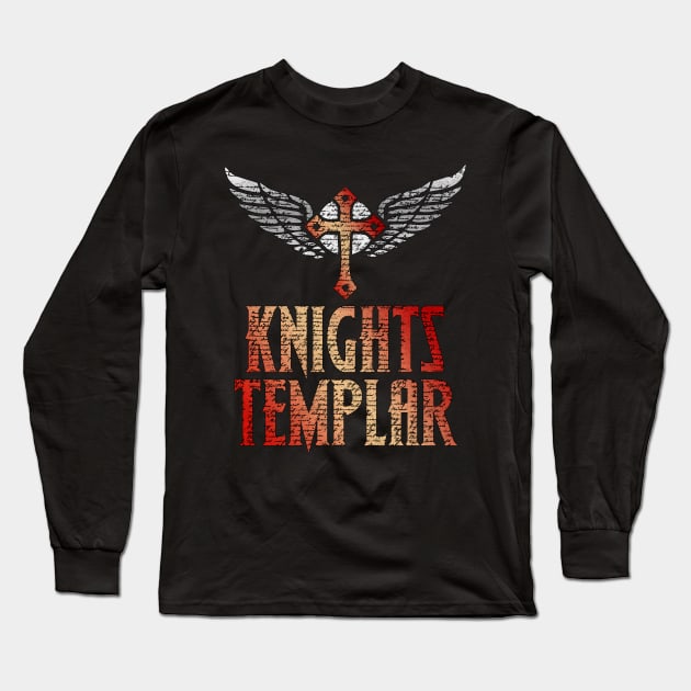 Knights Templar insignia / The crusader / Cross and wings vintage style Long Sleeve T-Shirt by Naumovski